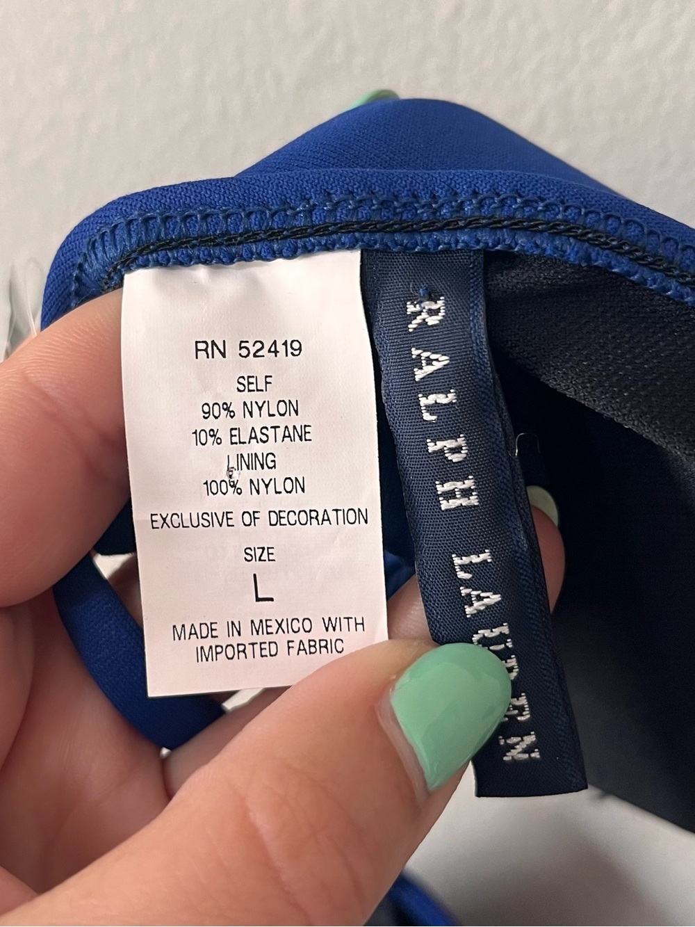Ralph Lauren NWT Royal Blue Logo Triangle Bikini Swim Top Size Large Beach - Picture 5 of 6